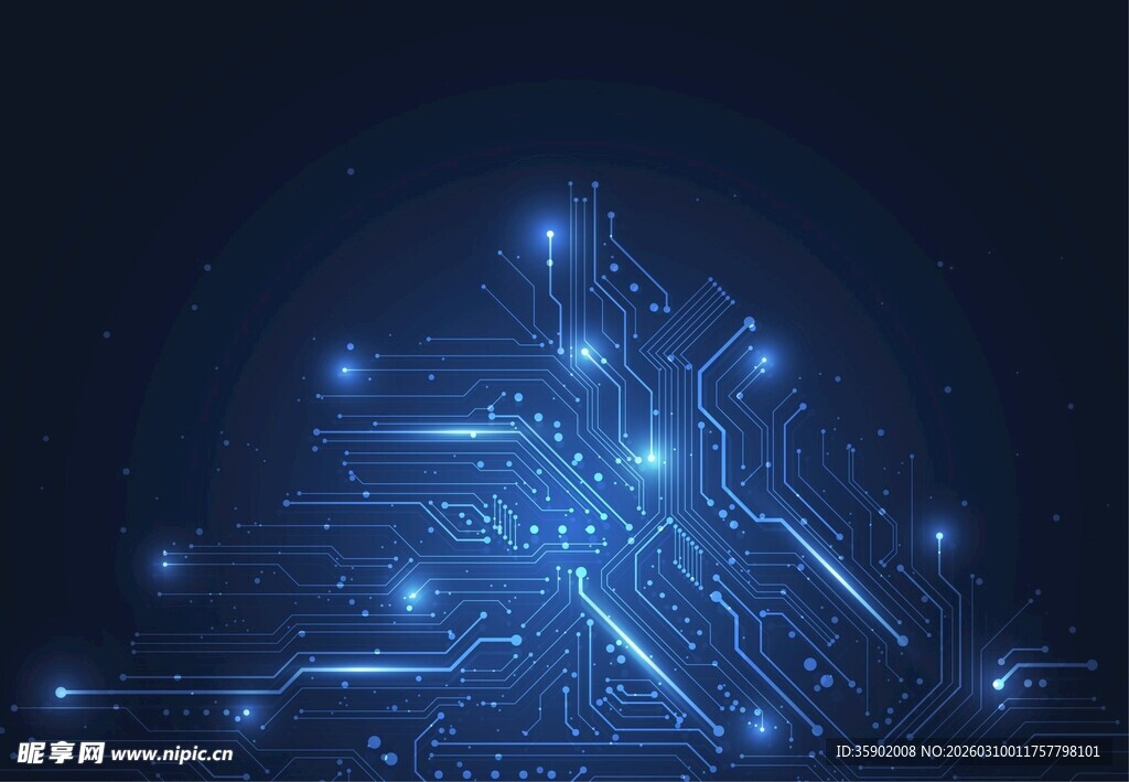 科技感蓝色电路背景图