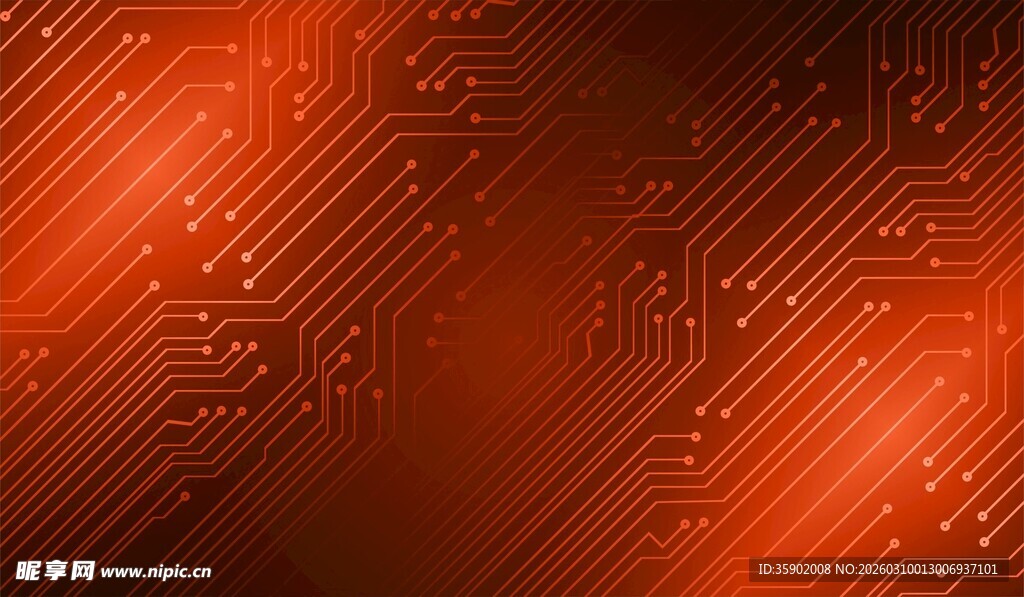 红色电路板科技背景图