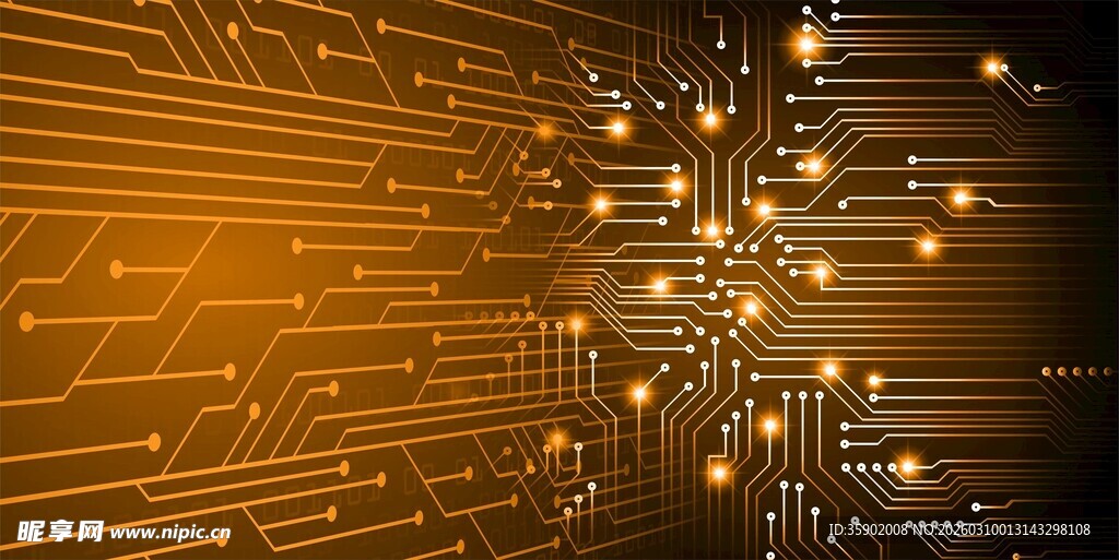 科技感电路板发光特效图