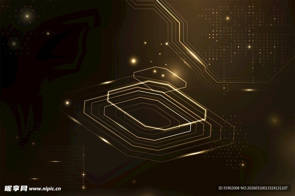 金色科技感抽象图案元素