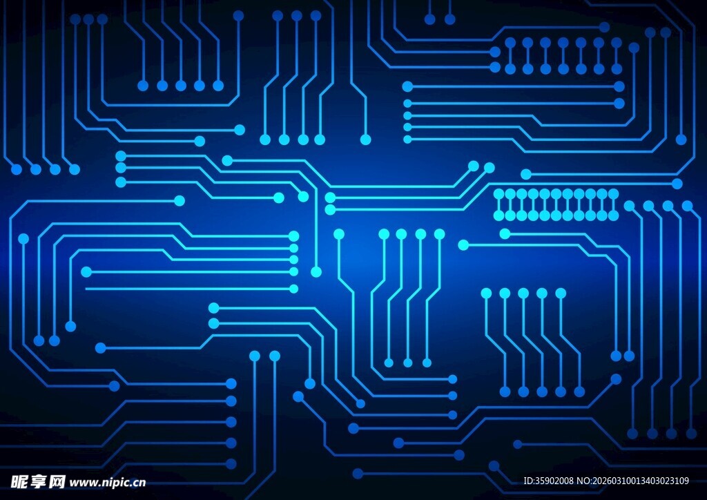 蓝色炫酷电路板图案背景