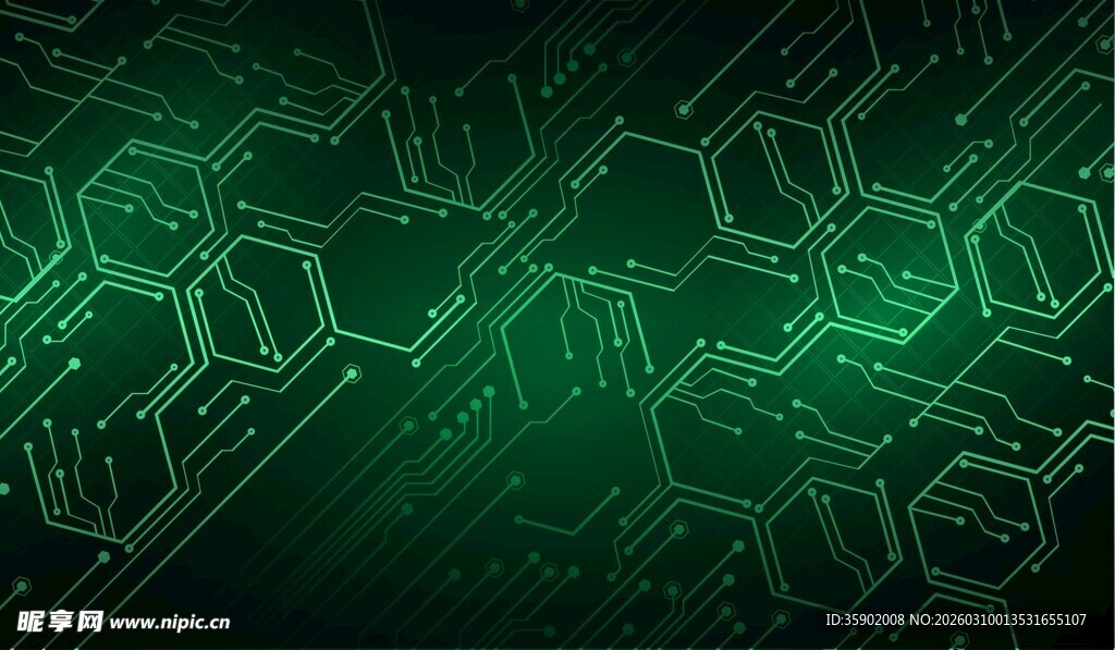 绿色科技风电路板背景图