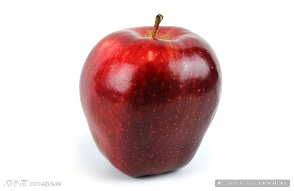 鲜红诱人的单个红苹果