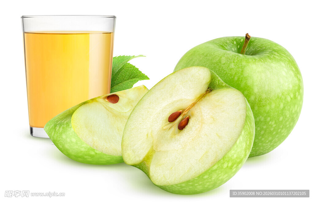 青苹果与鲜榨苹果汁
