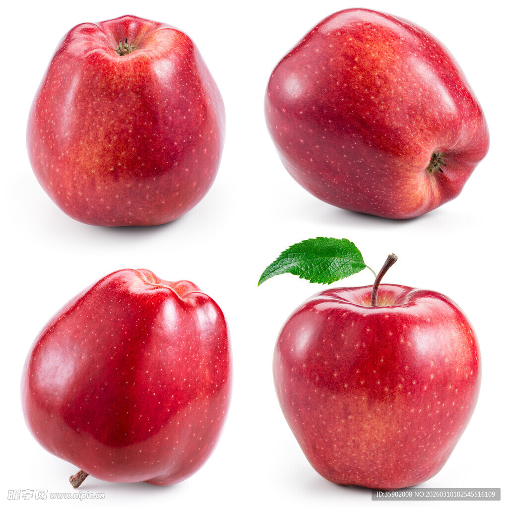 四个红苹果展示图