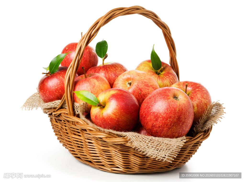 篮子里的新鲜红苹果