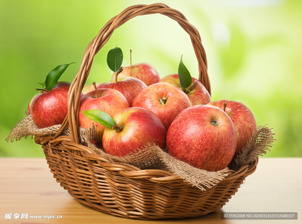 篮子里的新鲜红苹果