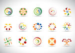 多彩圆形创意图标集合