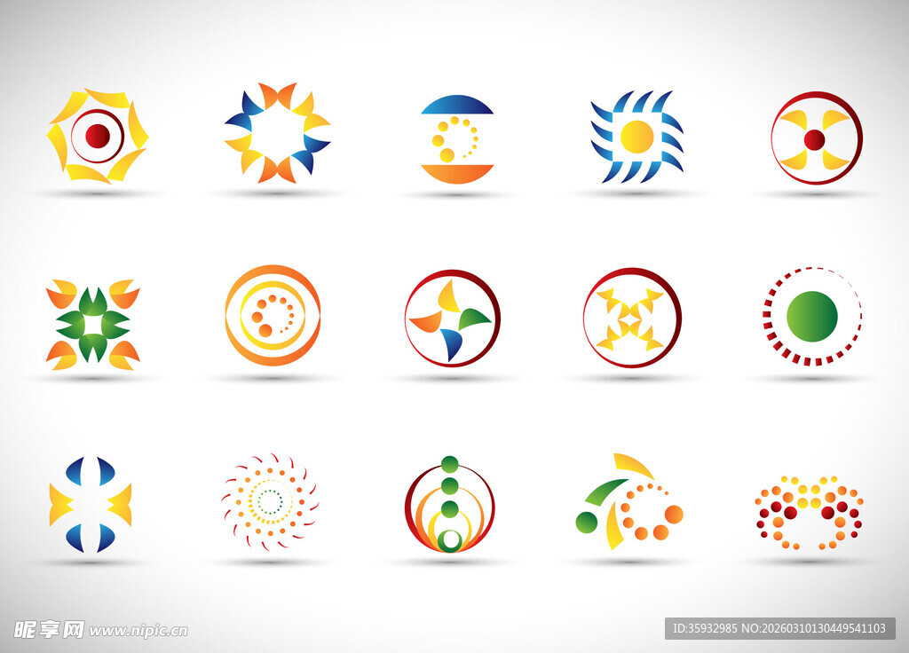 多彩创意圆形图标集合