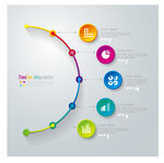 彩色圆形节点时间轴图表