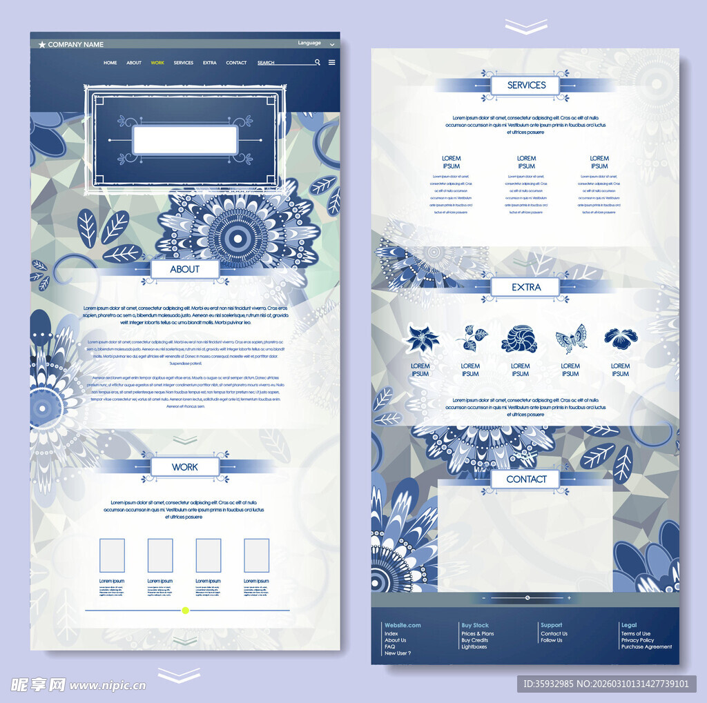 蓝白中式风格网页设计模板