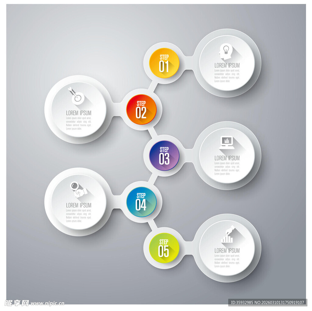 多彩环形步骤信息图表