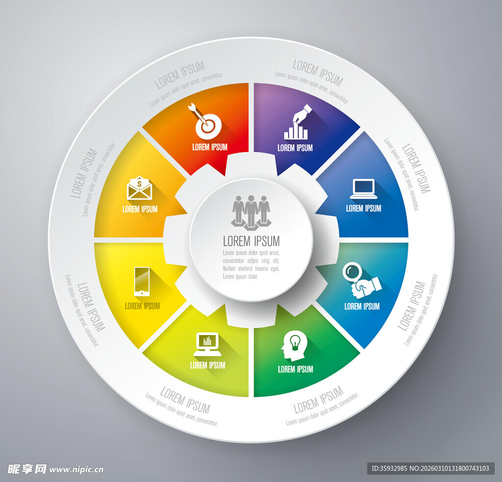 多彩圆形信息图表模板