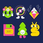 复古游戏元素卡通图标集合