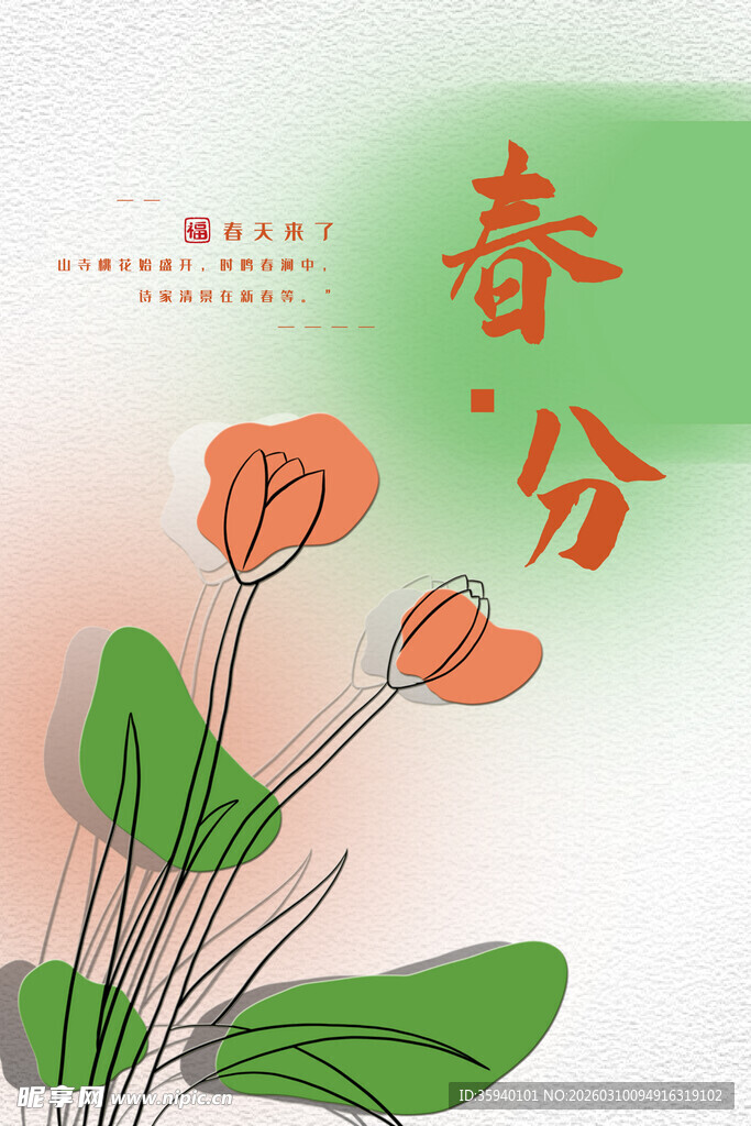 春分时节花卉插画