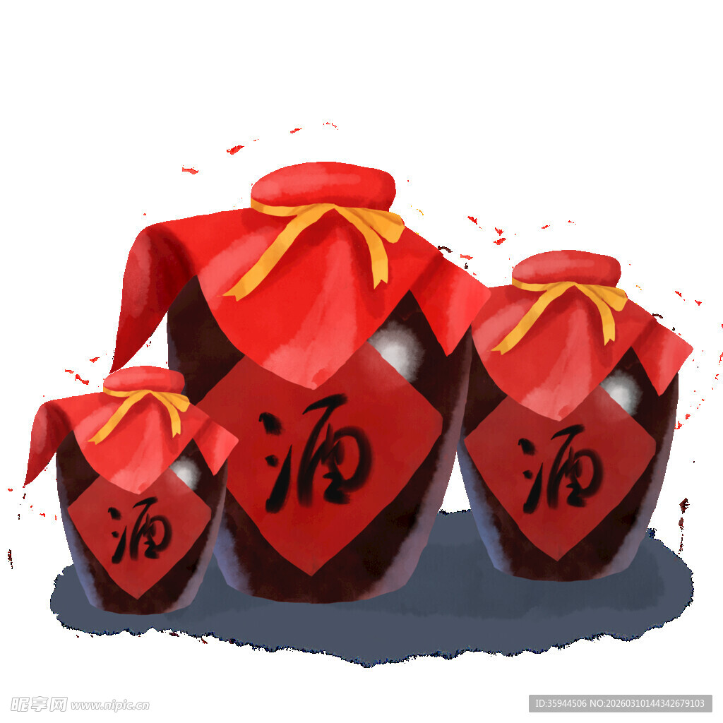 传统酒坛插画