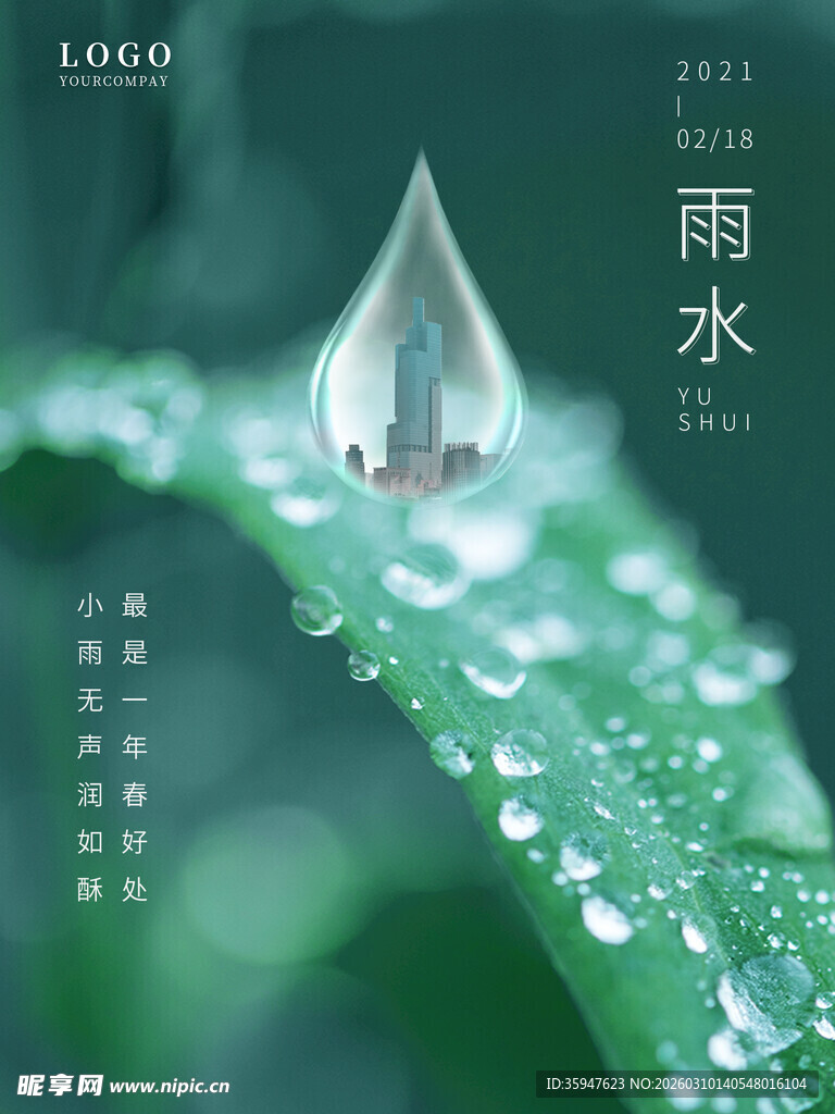 叶尖雨滴