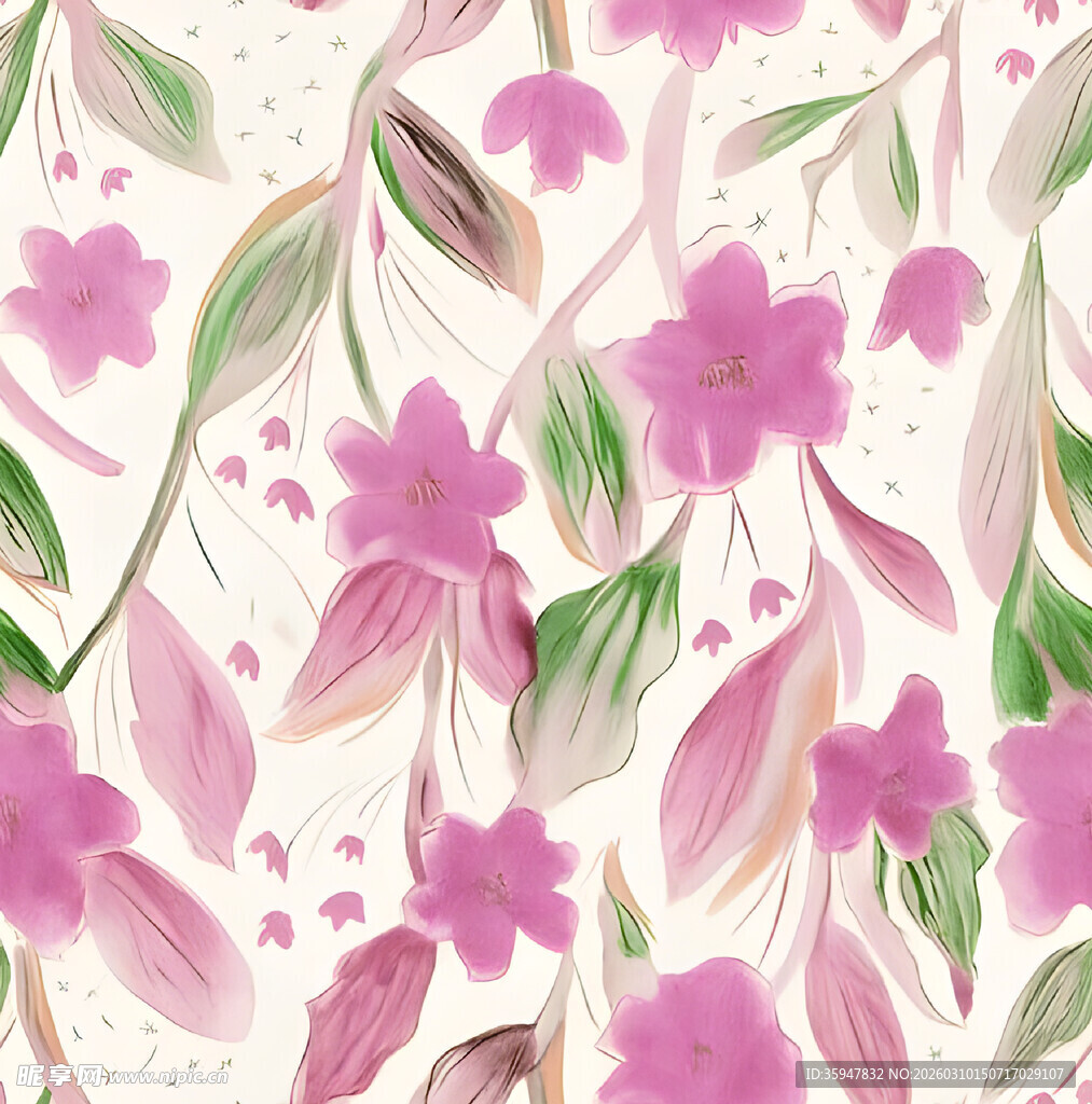 粉色花卉水彩图案背景