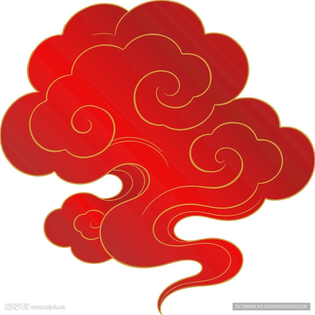 中式红色祥云图案设计