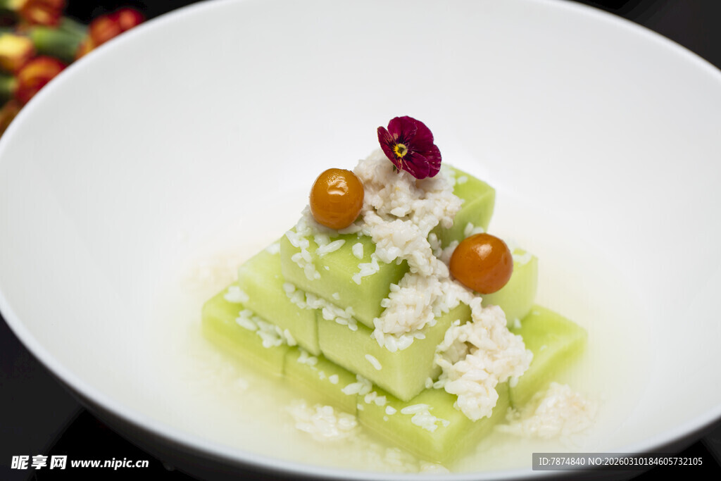 精致瓜类创意摆盘菜品