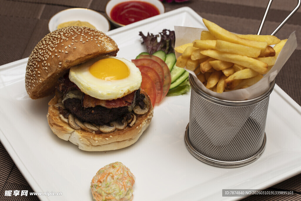 美味汉堡套餐配薯条