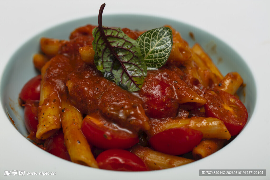 番茄肉酱通心粉美食特写