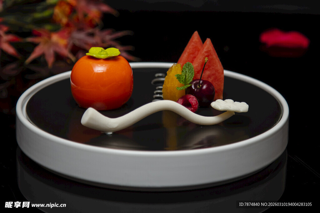 创意摆盘柿子水果小食