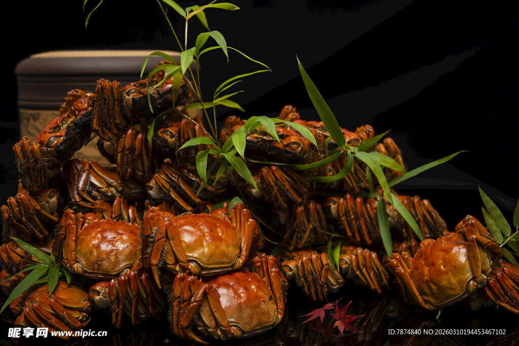 美味大闸蟹堆叠 鲜态诱人