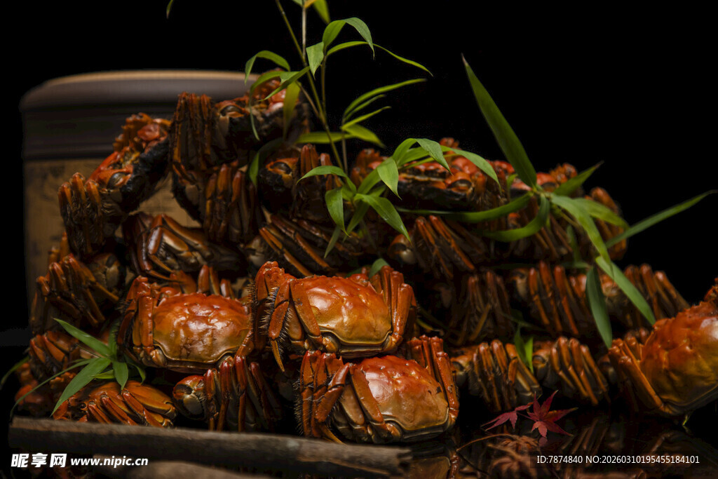 鲜活大闸蟹堆叠待售