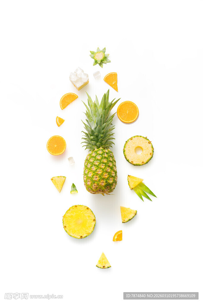 菠萝及切片 清新水果画面