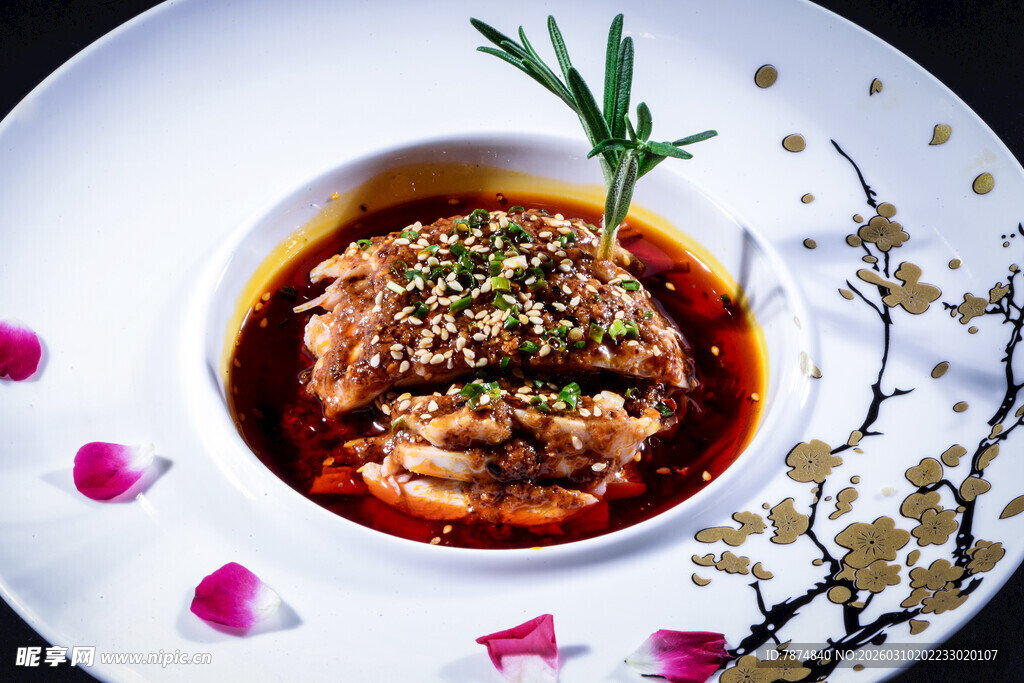 香辣芝麻鸡肉美食特写