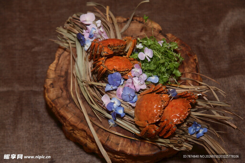 干花螃蟹装饰摆件