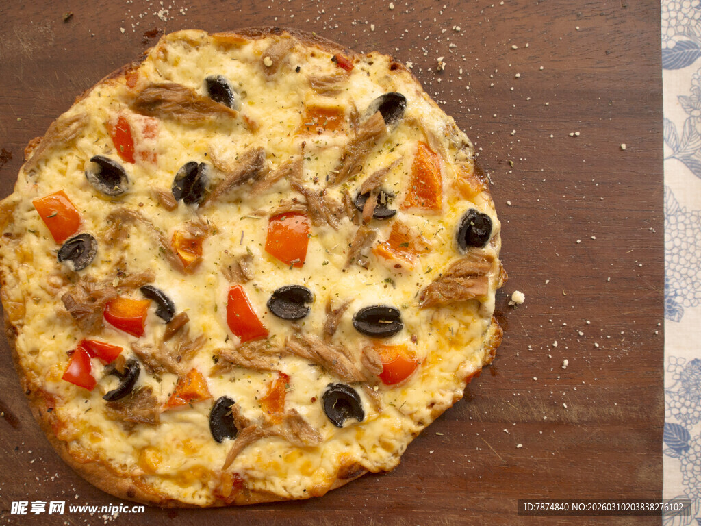 美味蔬菜披萨特写