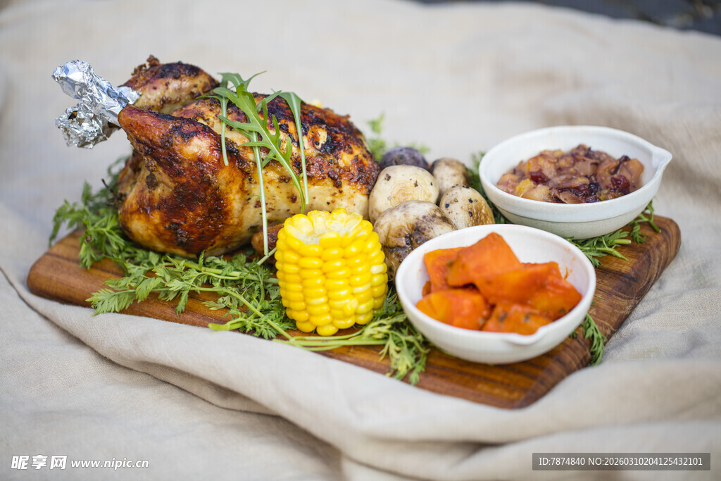 美味烤羊腿与缤纷配菜