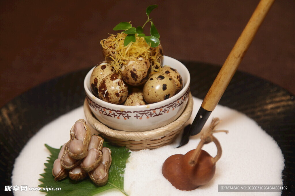 精致鹌鹑蛋摆盘美食