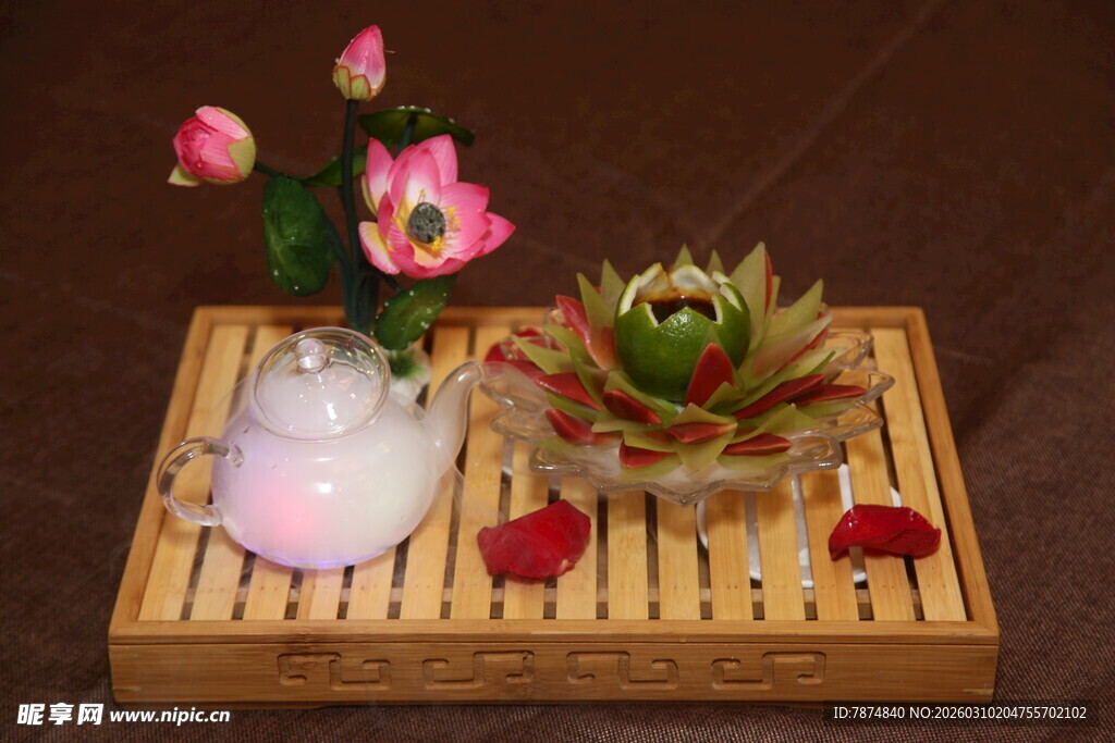 中式禅意插花摆件