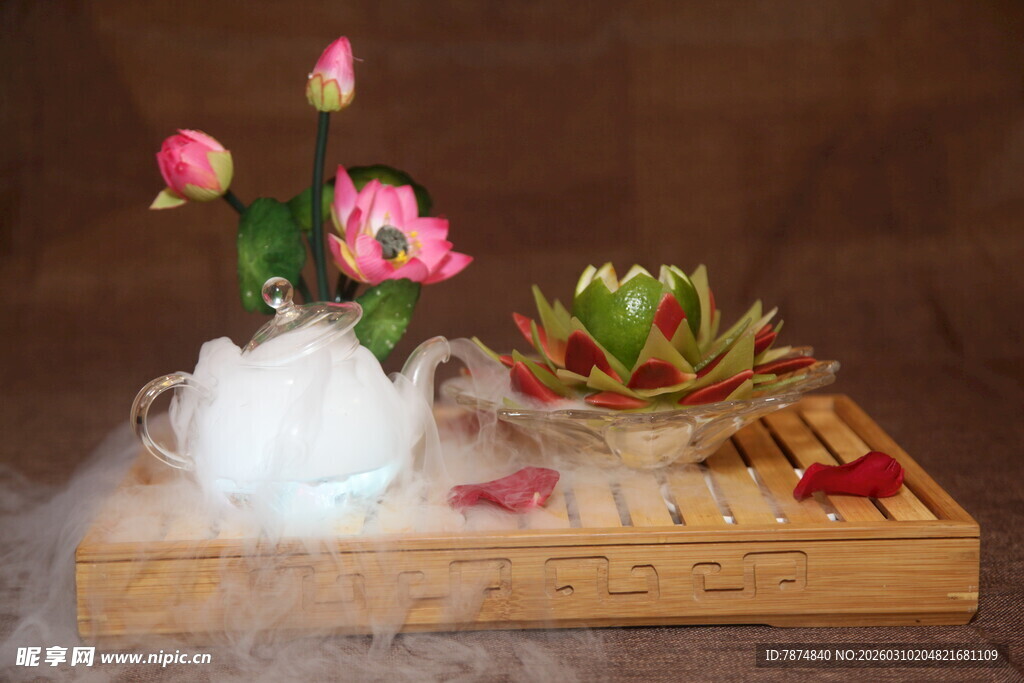 中式仙气花卉禅意摆件