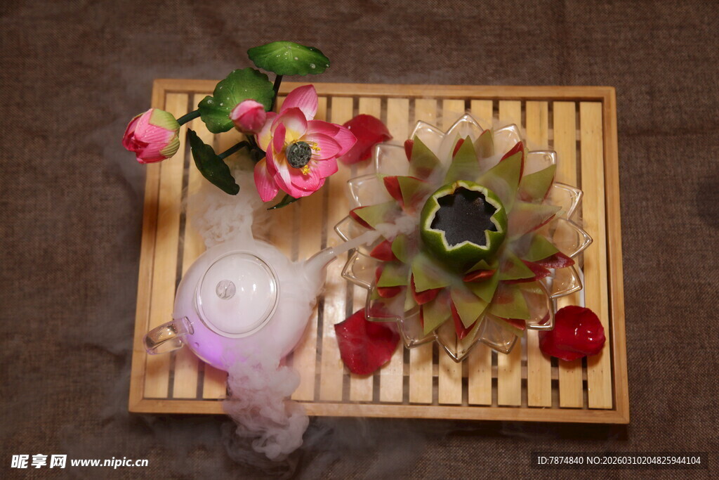 中式禅意花卉摆件组合