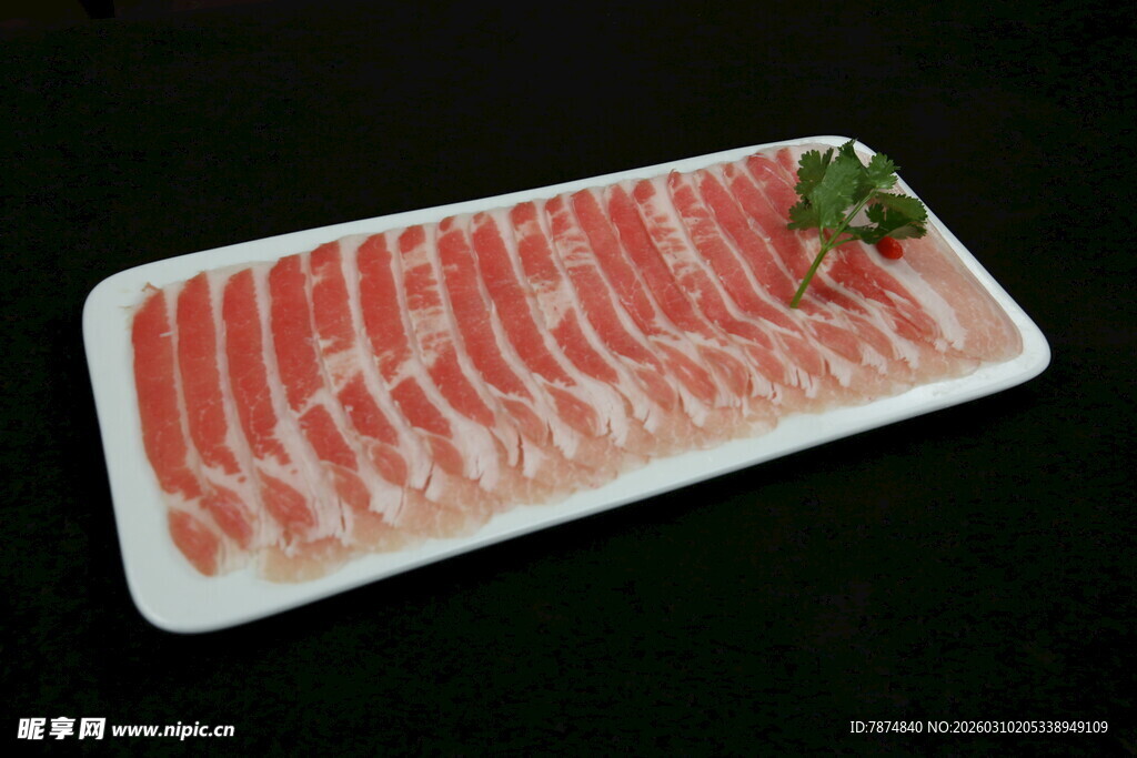 鲜切美味培根肉片展示