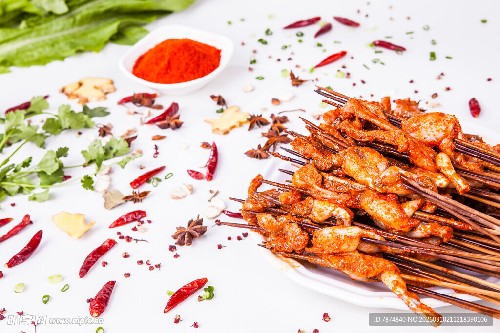 美味烤肉串 调料相伴香