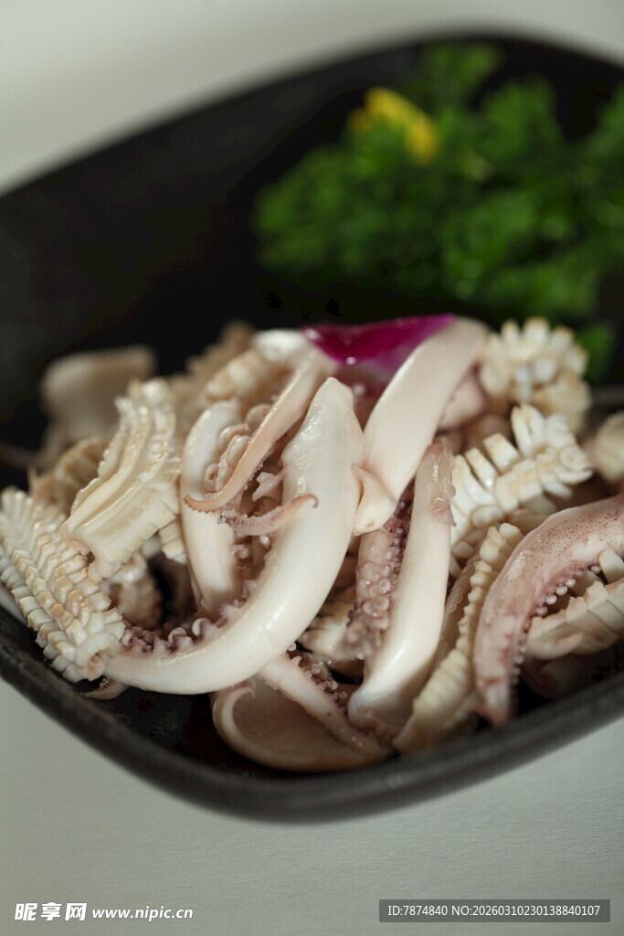 鲜鱿鱼食材 摆盘精致诱人