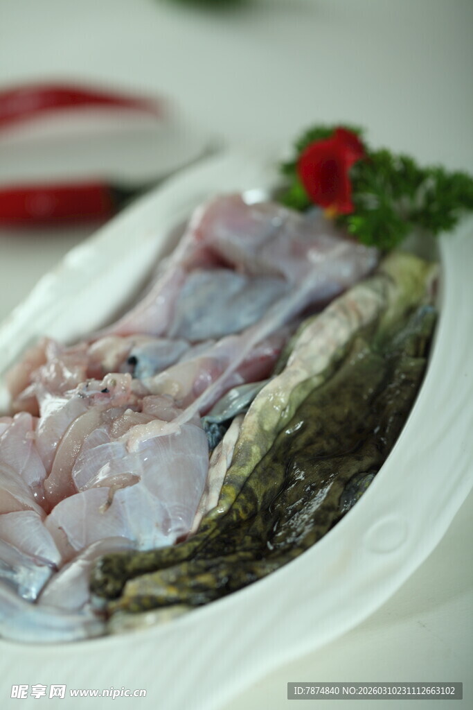 新鲜生鱼片摆盘展示