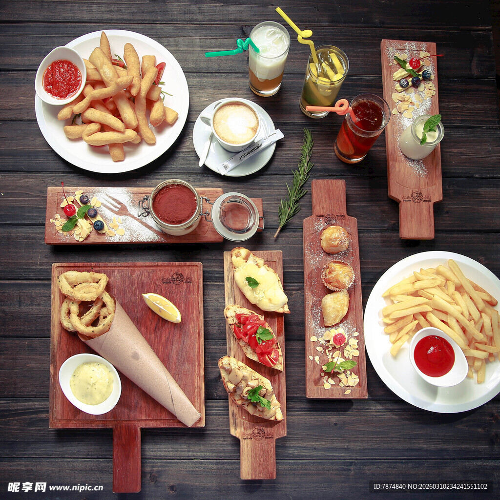 多样西式小吃美食拼盘