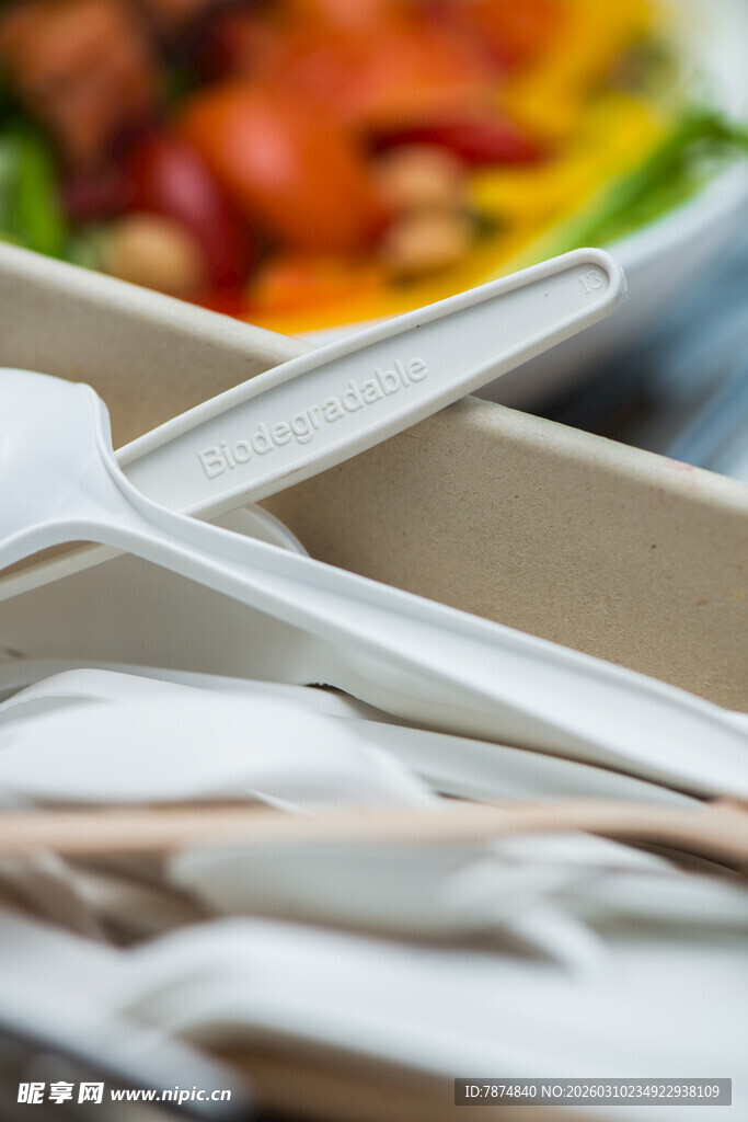 一次性餐具特写