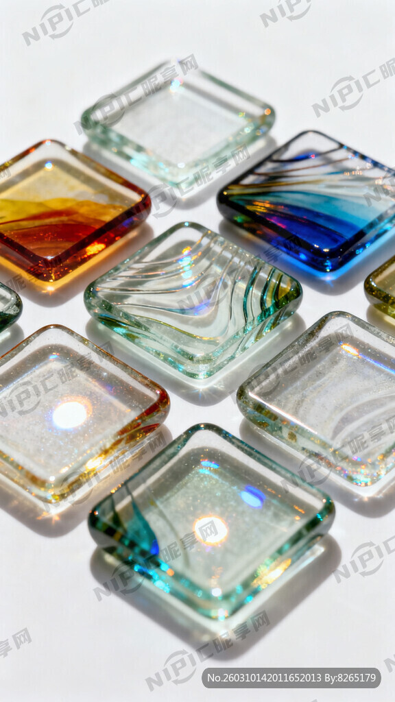 生成一个高清多件小样艺术玻璃摆