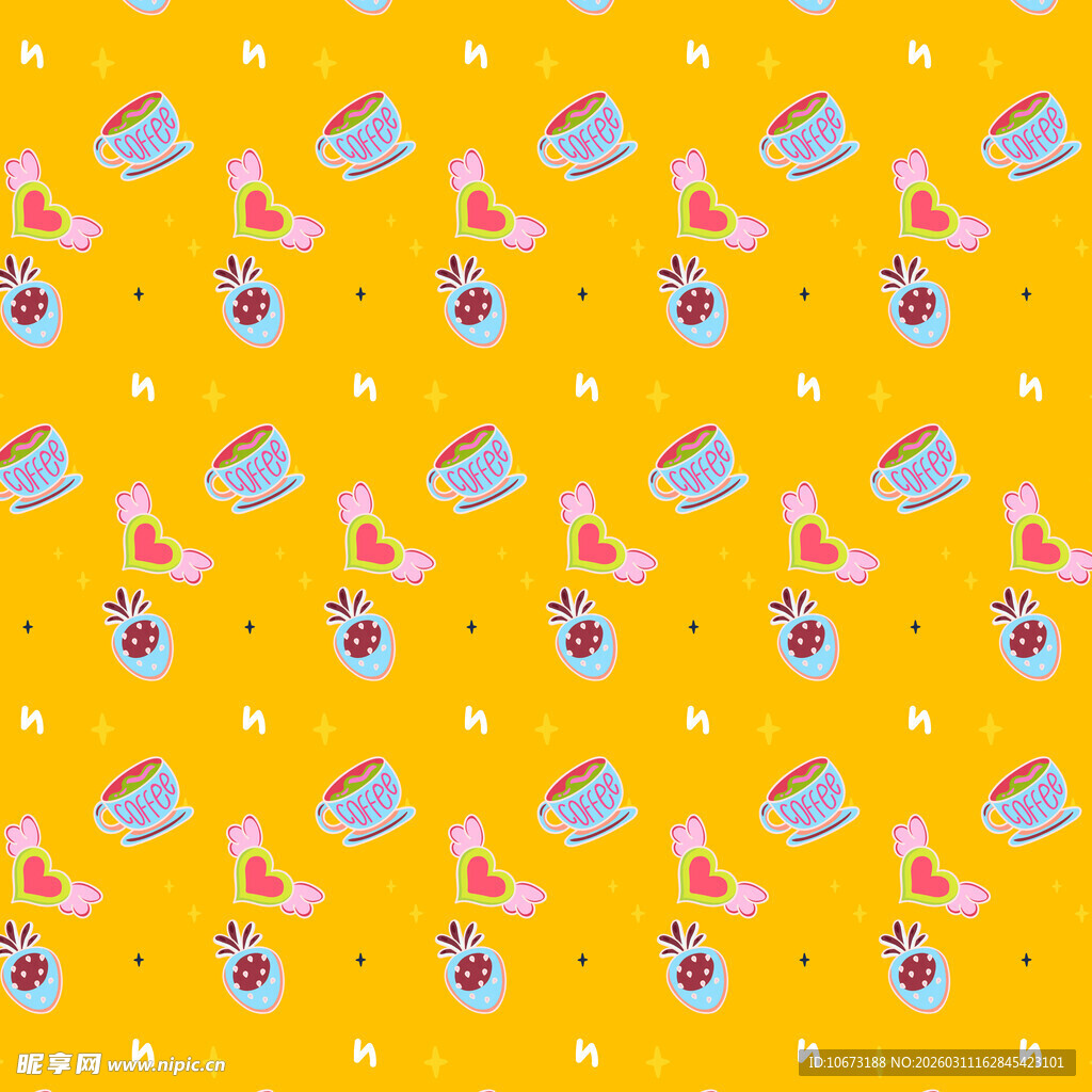 草莓咖啡图案背景