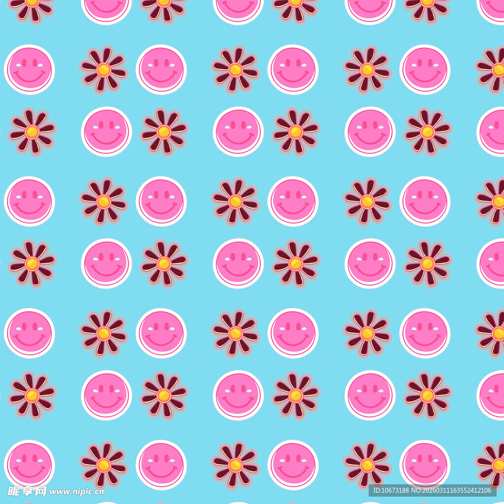 花朵笑脸图案无缝背景