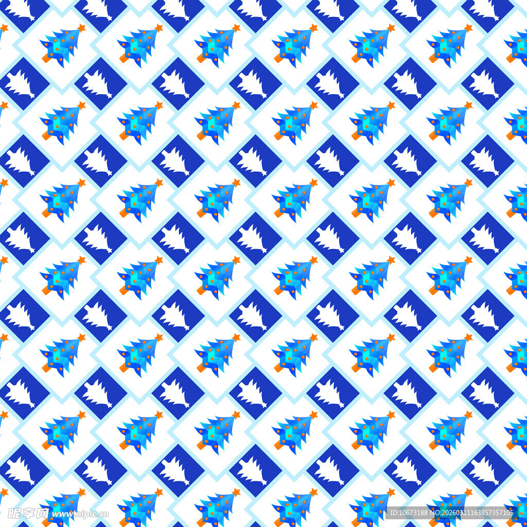 蓝白圣诞树图案背景