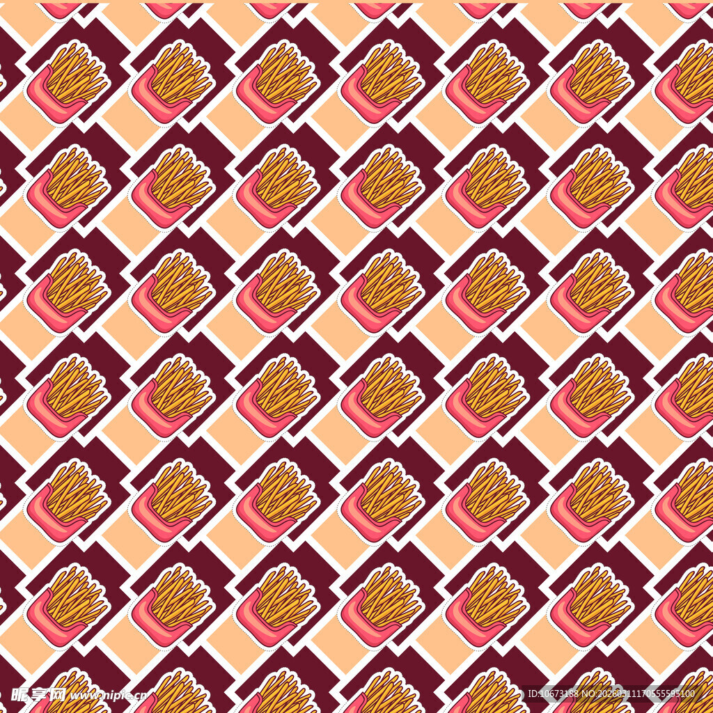 薯条图案无缝背景