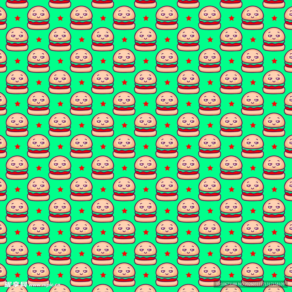汉堡图案无缝背景